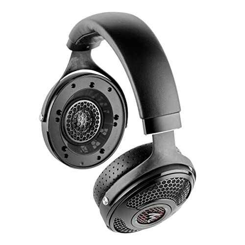 Black over-ear headphones with open-back design