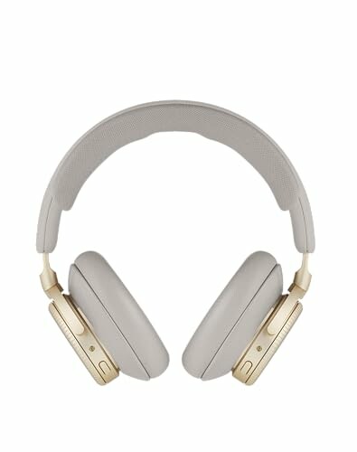 Front view of gold and beige over-ear headphones