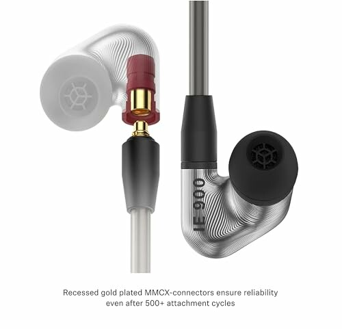 Earphones with gold plated MMCX connectors.