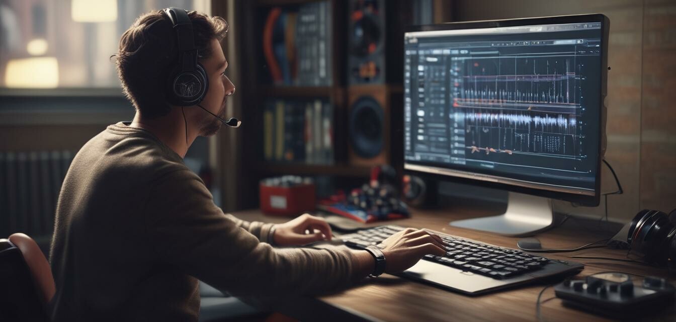 Music producer wearing headphones