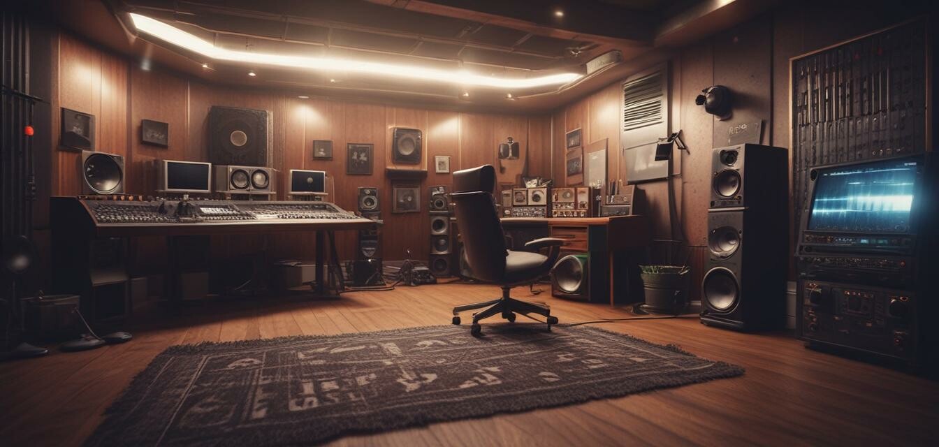 Recording studio with headphones