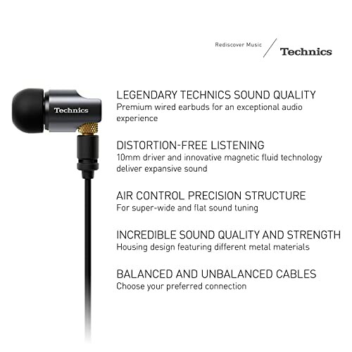 Technics earbuds with sound quality features.